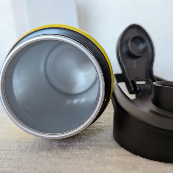 Metal Water Bottle 16oz Yellow Nurse Themed Black Flip Lid Never Used - Picture 5 of 8